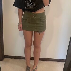 Abercrombie & Fitch Olive Mini Skirt Casual Neutral Everyday Outfit